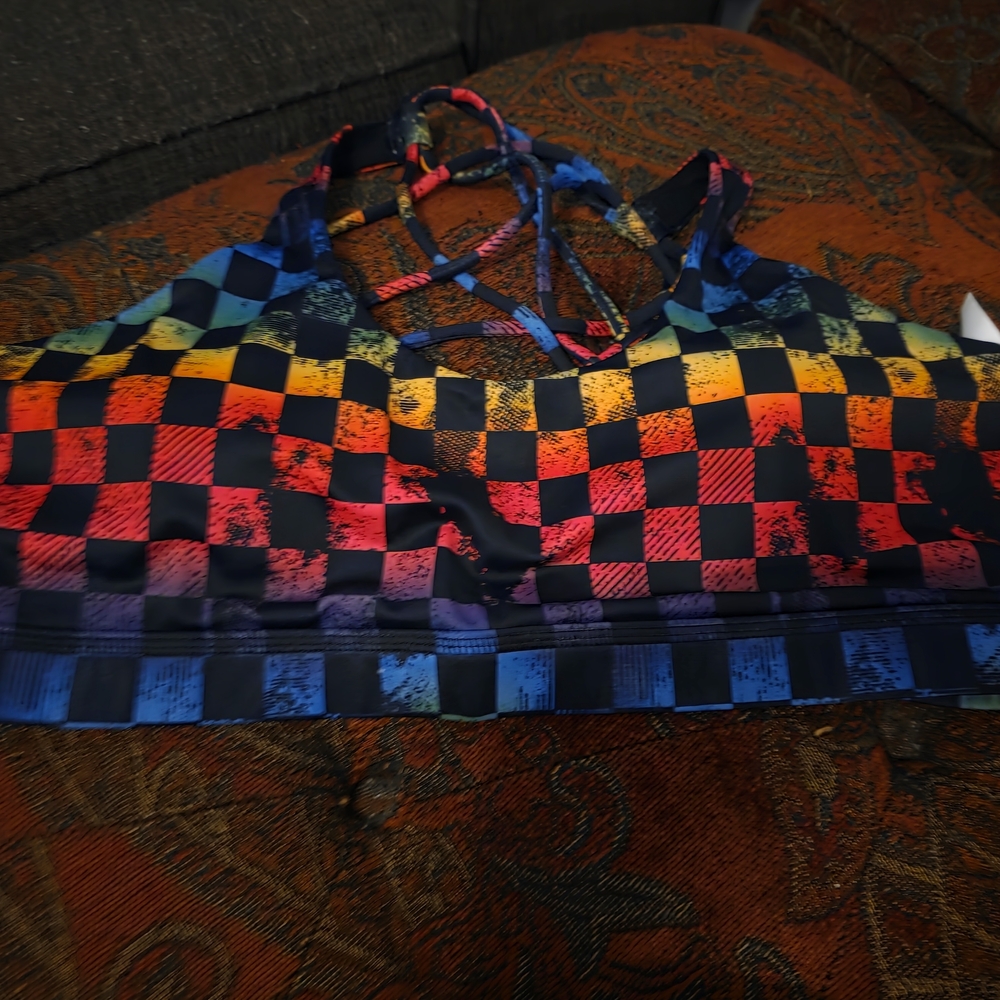 Colorful Checkered Sports Bra
